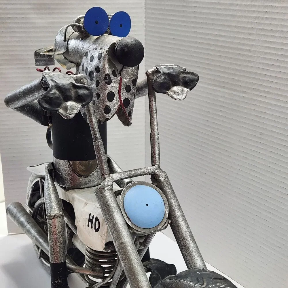 Yardbirds Scrap Metal Art Dog On A Hog Motorcycle Sculpture Richard Kolb Vintage